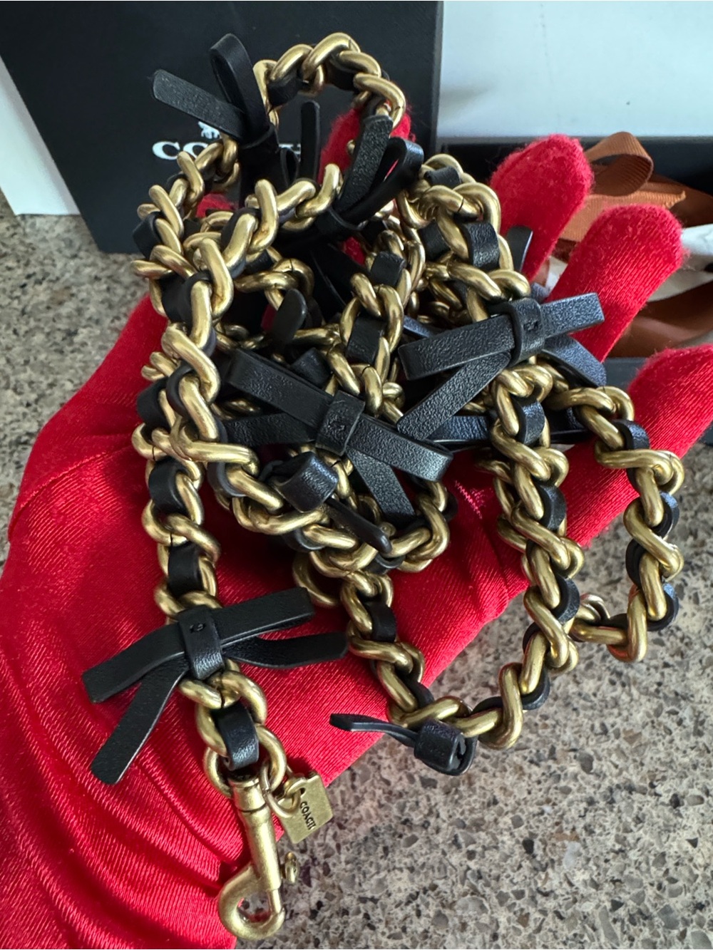 🖤 Black Leather and Gold-Tone Chain Strap🖤 - Picture 13 of 16